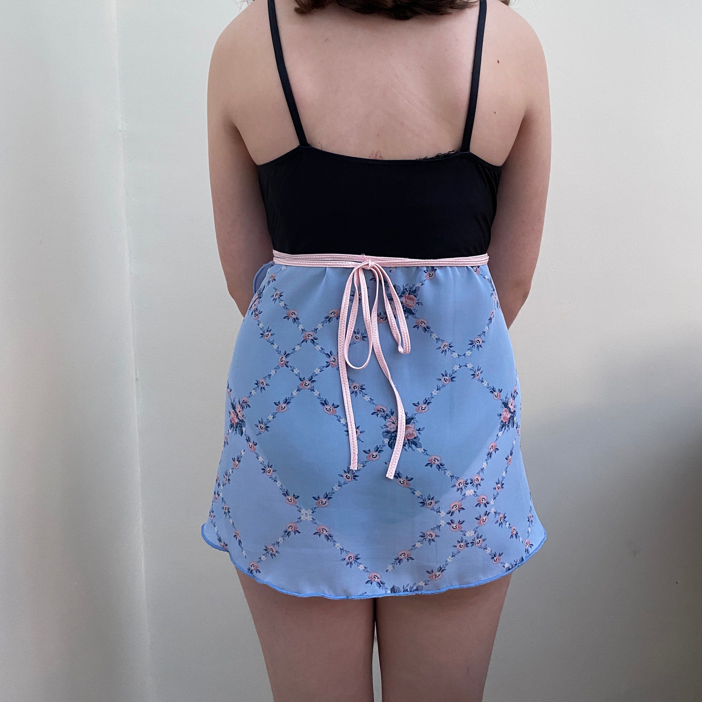 Ballet Wrap Skirt in Blue Floral Chiffon Fabric. Etsy UK