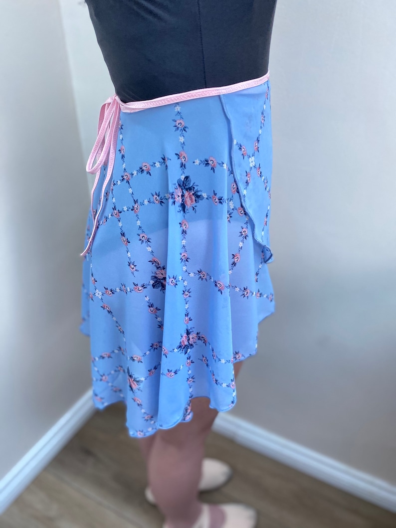 Ballet Wrap Skirt in Blue Floral Chiffon Fabric. Etsy