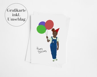 Brandy- Happy Birthday | Greeting Cards | Children's Birthday | Black Girl | African Kids Map | Afro Greetings |