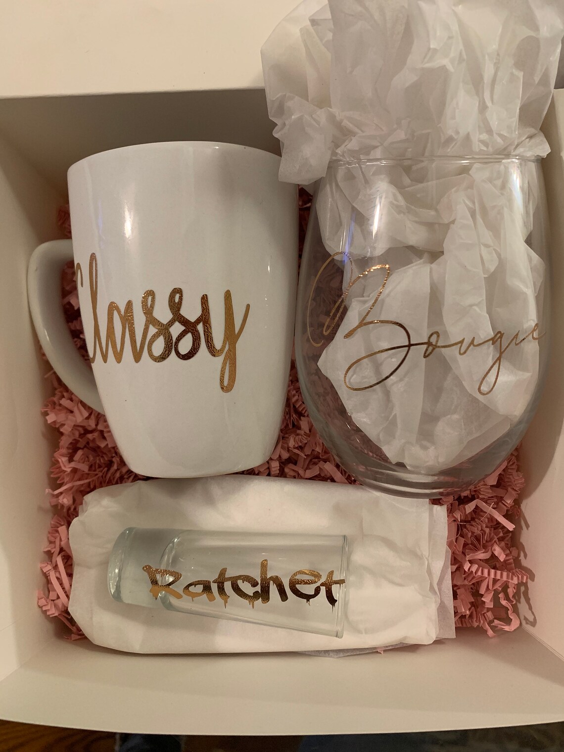 Gift Set for Women,classy, Bougie, Rachet Cup Set, Mug, Stemless Wine