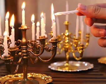 Dollhouse Miniature 1:12 Gold Single Candlestick Mini Candle Holders Toys Pip KV