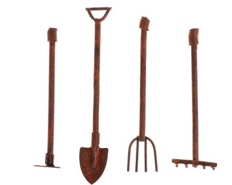 Miniature Farm Tools Wooden Handle Metal End Model for 1//12 Doll House Accessori