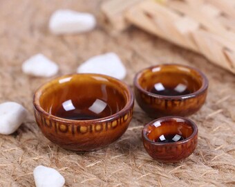 2pcs Mini Chinese Style Ceramic Bowls for 1//12 Dolls House Tableware White