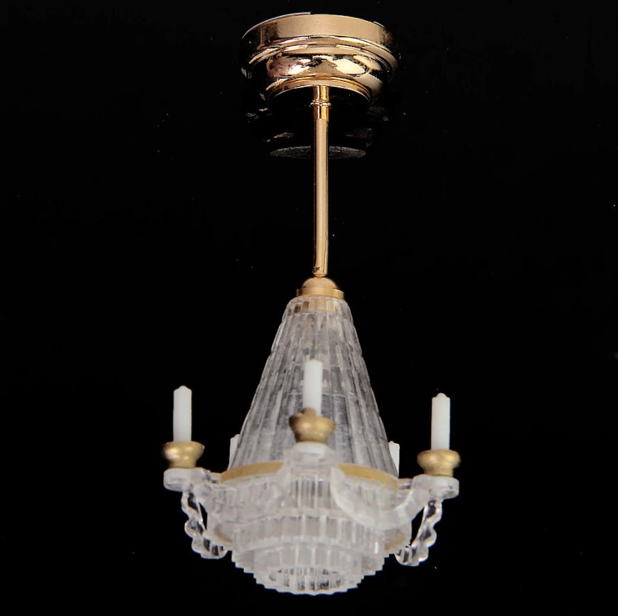 Dollhouse Miniature Candle Chandelier LED Lamp Etsy