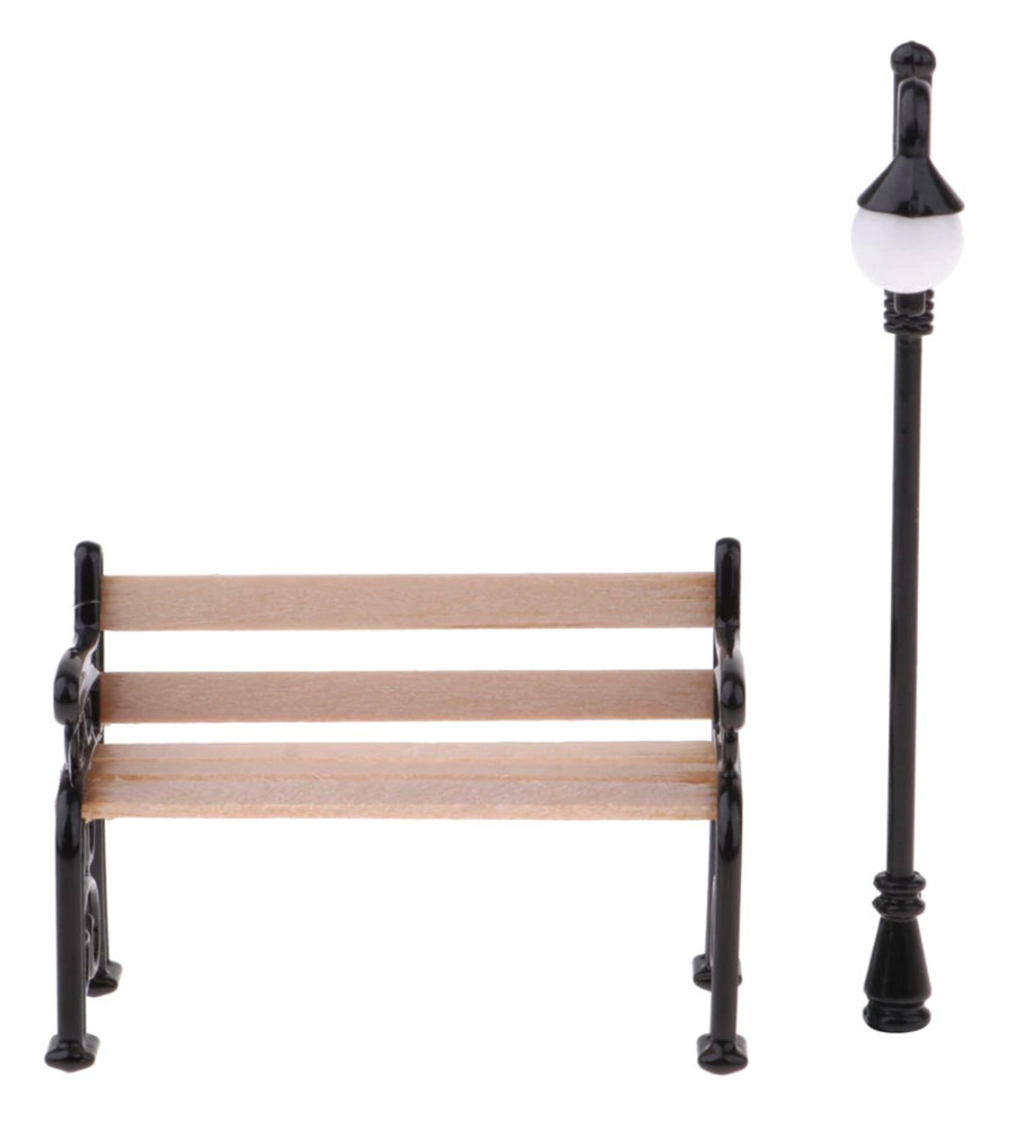 Wooden Park Bench & Street Lamp For 1/12 Dollhouse lot 2 Etsy