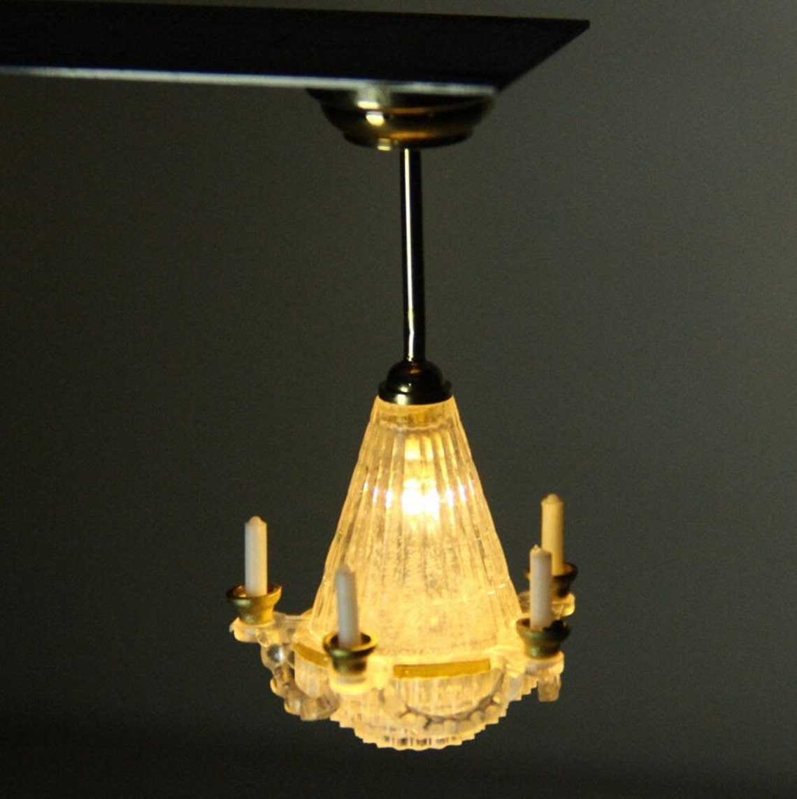 Dollhouse Miniature Candle Chandelier LED Lamp Etsy