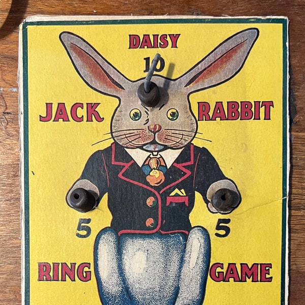 Vintage 1927 Daisy Jack Rabbit Ring Toss Game, Schacht Rubber Mfg Co Indiana, RARE!