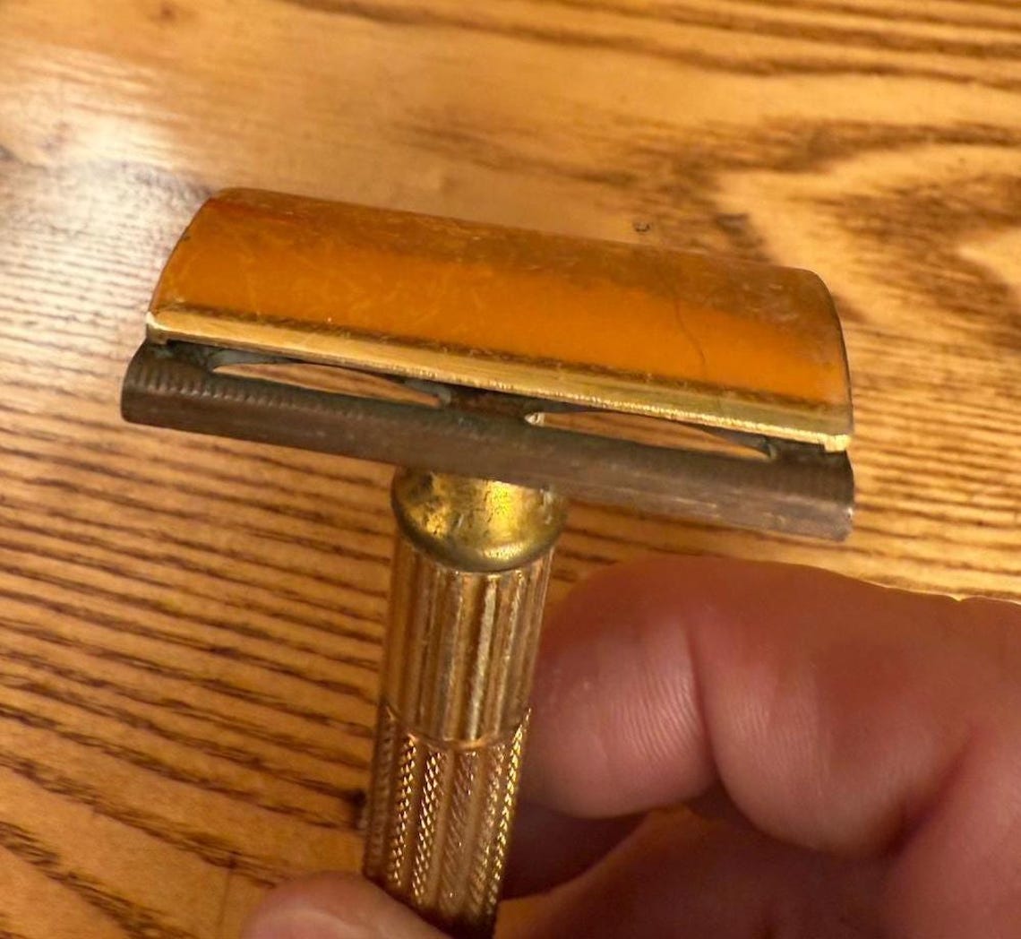 1950s Razor Vintage 1950s Gillette Gold Tech Safety Razor - Etsy