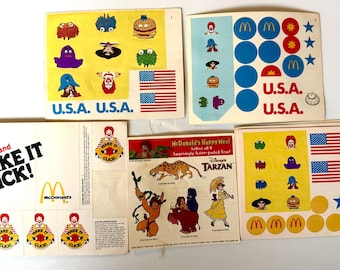 Vintage 1981 McDonald’s Spaceship Happy Meal Sticker Sheet, Choose from Blue or Yellow