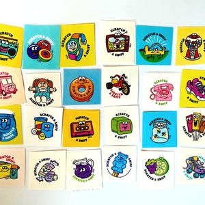24 Scratch and Sniff 80s Themed Stickers
