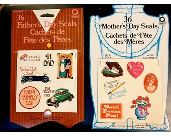 Vintage 1970s Father's/Mother's Day Sticker Seals - Amscan Hong Kong