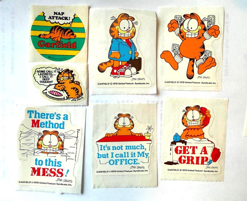 Vintage 1978 Garfield Cat Cartoon Single Sticker, Your Choice - Etsy