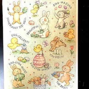 Vintage 1980s Easter Bunny Chick Basket Sticker Sheet, Hallmark