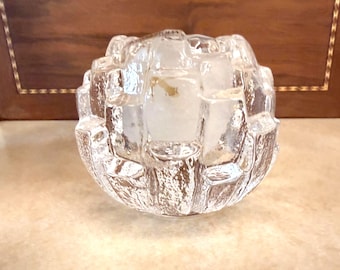 Vintage 1980s Kosta Boda Crystal Igloo Votive Candleholder designed by Bengt Edenfalk, Made in Sweden, NEW IN BOX