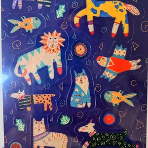 Vintage Animal Folk Art Sticker Sheets. Hallmark ambassador