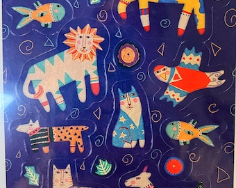 Vintage Animal Folk Art Sticker Sheets. Hallmark ambassador