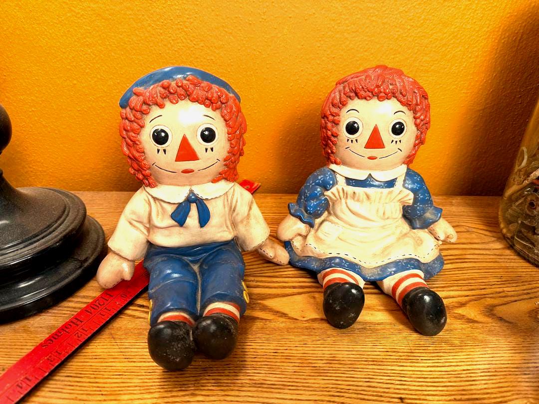 Vintage Raggedy Ann and Andy Bookends - Etsy