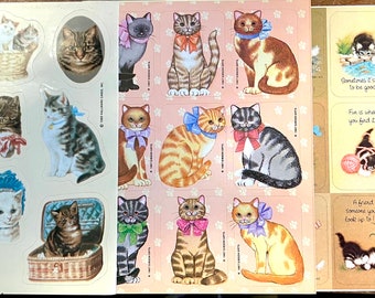 Vintage 1990s Cats Kittens Kitty Sticker Sheet, Hallmark, Your Choice!