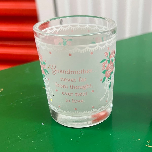 Vintage 80s Grandmother Shot Glass, Barware, Never Far From Thought, Shotglass