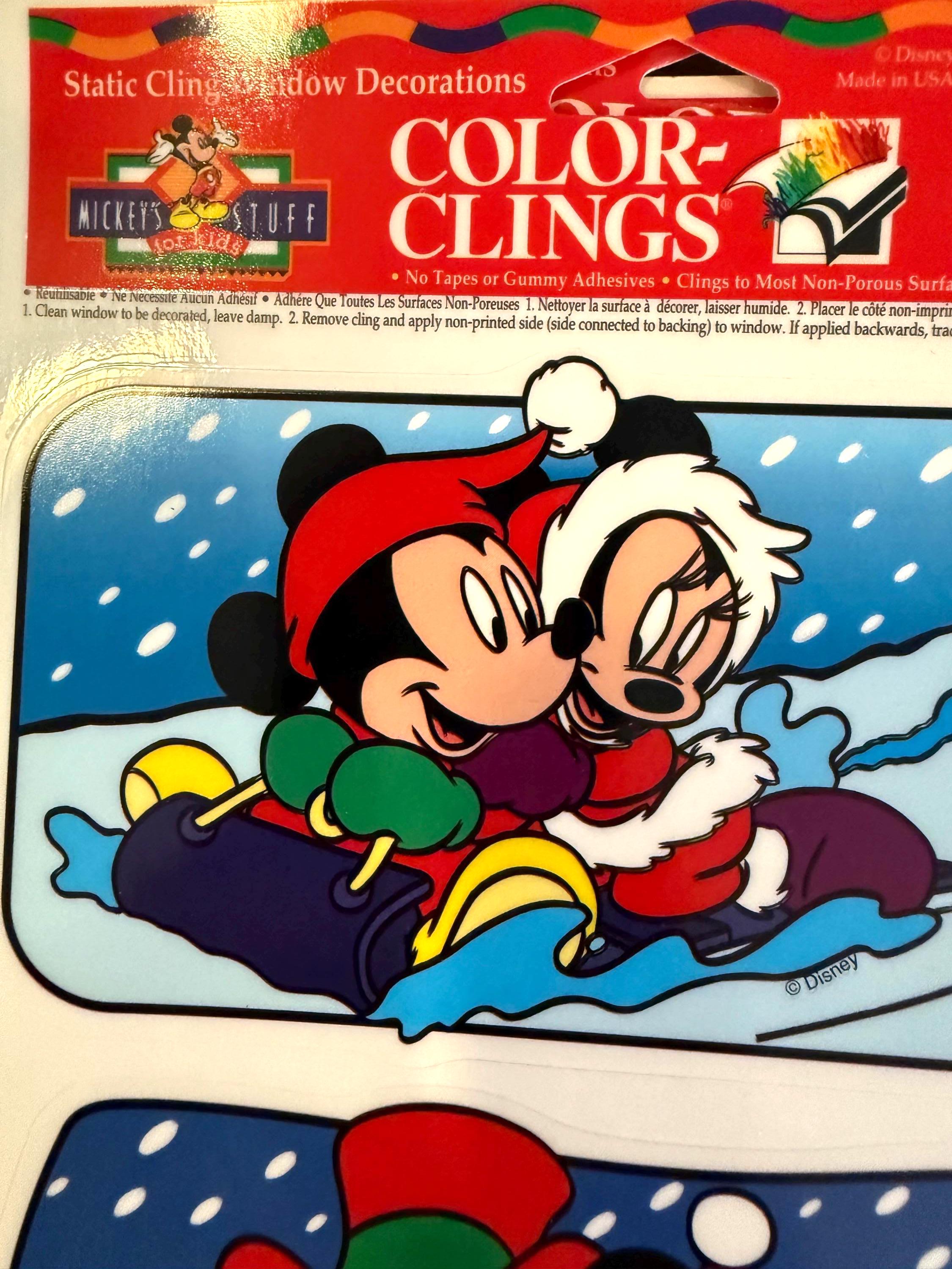 Vintage 1990s Mickey Mouse Christmas Window Clings, Disney, Your
