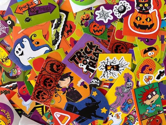 Grab Bag 50+ Halloween Sticker Grab Bag. Some 80s, 90s, Lots of new. At least 50  stickers in a bag.