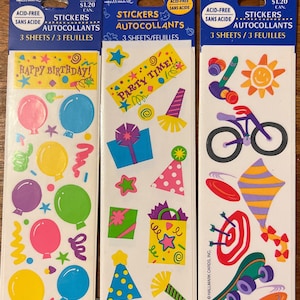 Vintage Hallmark Sticker Packs. 3 sheets per pack. Happy Birthday, Party Time, Outdoor Sports. Take your pick.