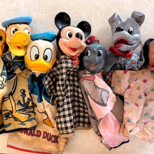 Vintage 1940s 50s 60s Walt Disney Productions Hand Puppets; Your Choice
