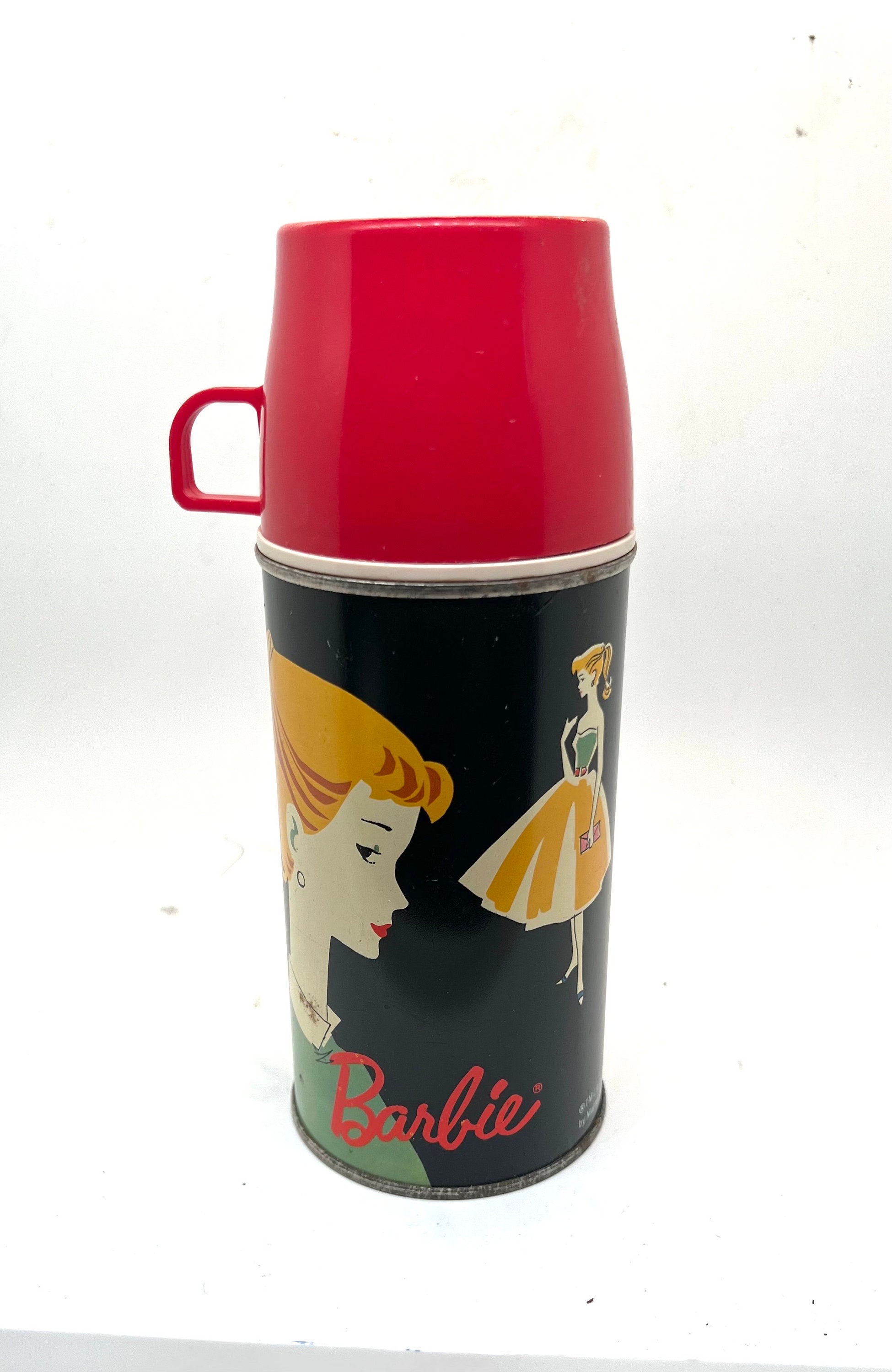 1971 the World of Barbie 8 Oz Thermos Bottle With Red Cup and