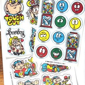 Vintage 1980s Scratch and Sniff Iron-On Transfers, Your Choice: Tough Guy Loverboy, Gumballs, or Monkeys, Mark 1