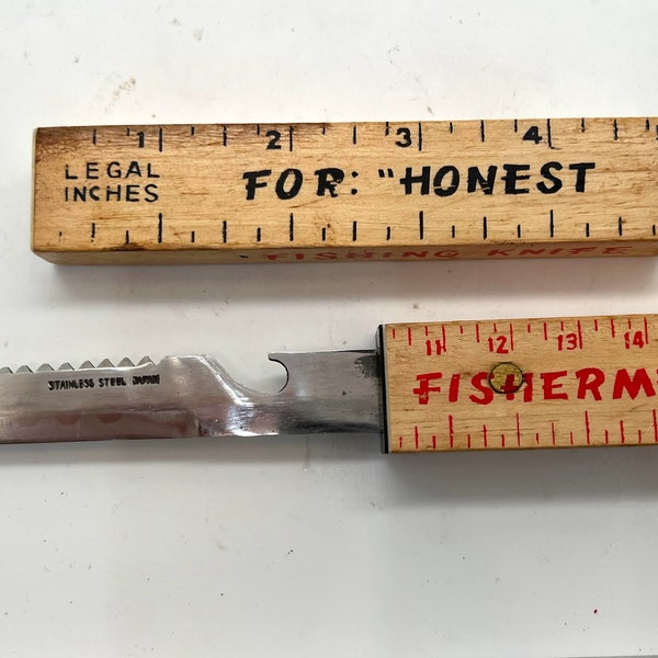 Vintage 1970s Fishermen Honest/Dishonest Knife Ruler Gag Gift