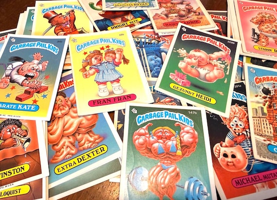 Vintage 1980s Garbage Pail Kids Sticker Trading Cards, 100s Early