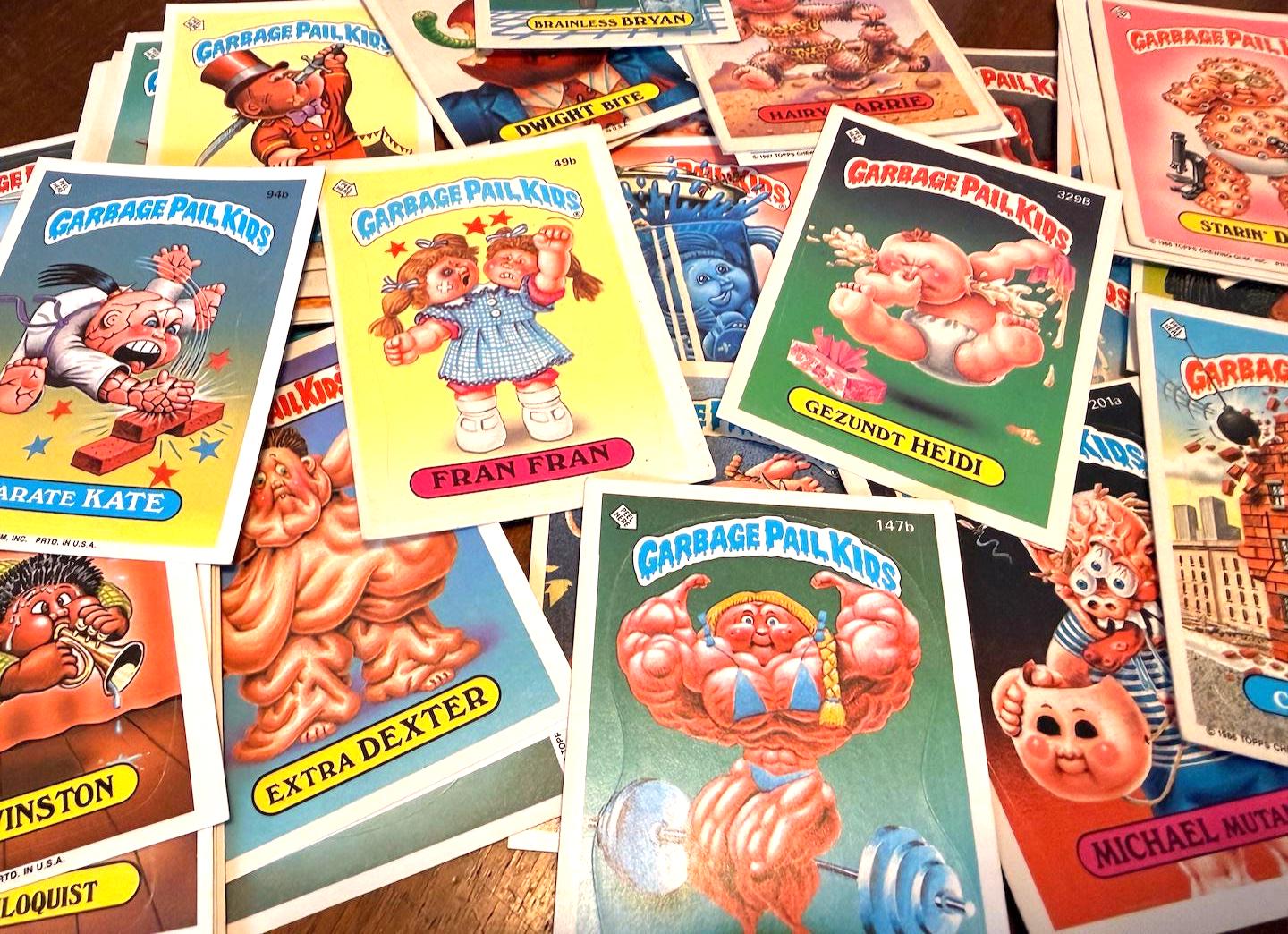 Vintage 1980s Garbage Pail Kids Sticker Trading Cards, 100s Early