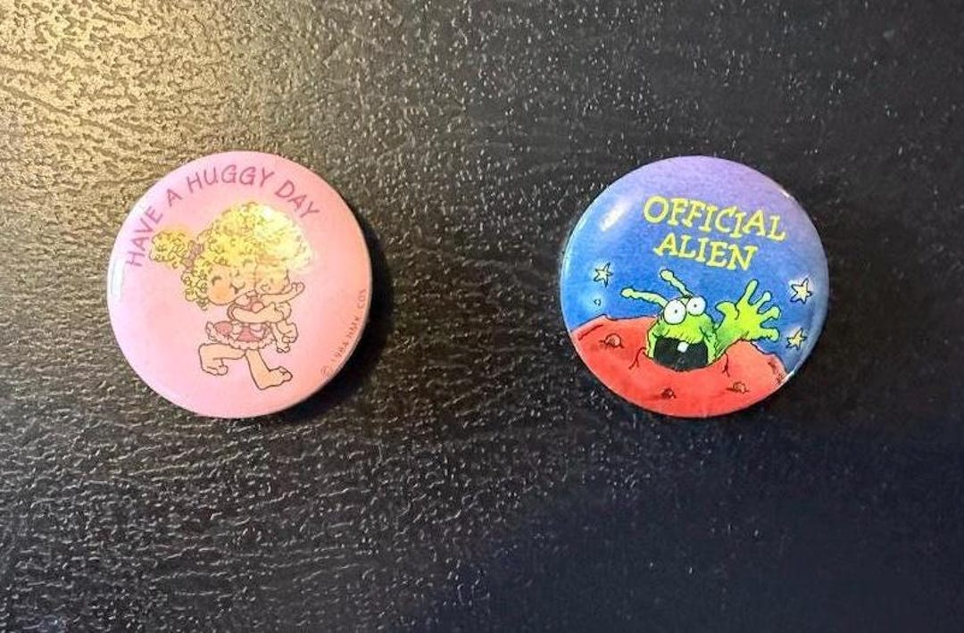 2 Vintage 1980s Hallmark Pinback Button: Hugga Bunch and Official Alien ...