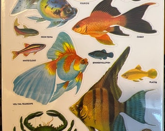 Vintage 1979 Fish Sticker Sheet. Dennison.