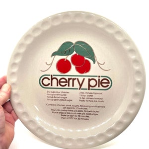 Vintage Cherry Pie Plate, Recipe, Serving Dish