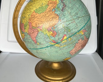 Vintage 1970s Scholastic World Globe, 10 1/2 Inch, George F. Cram, C73