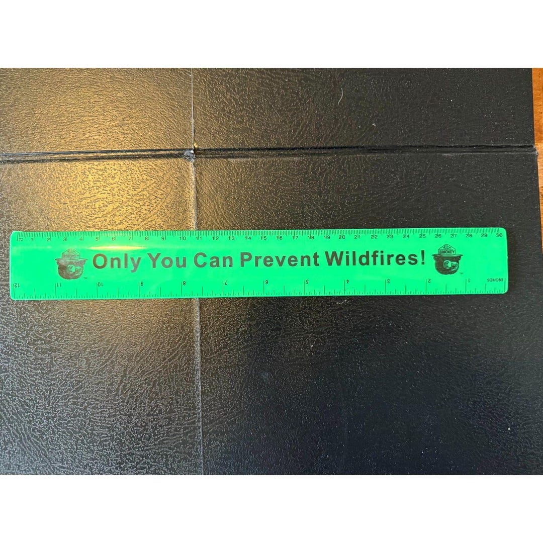 Forest Ruler Vintage 1980s Smokey the Bear Only You Can Prevent Forest Fires Green ...