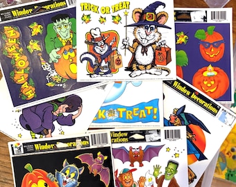 Vintage 1990s Halloween Window Clings; Your Choice, Witch
