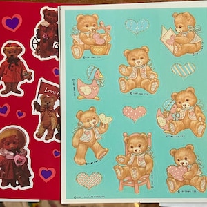 Vintage 1980s Teddy Bear Sticker Sheet, Your Choice, 80s Hallmark