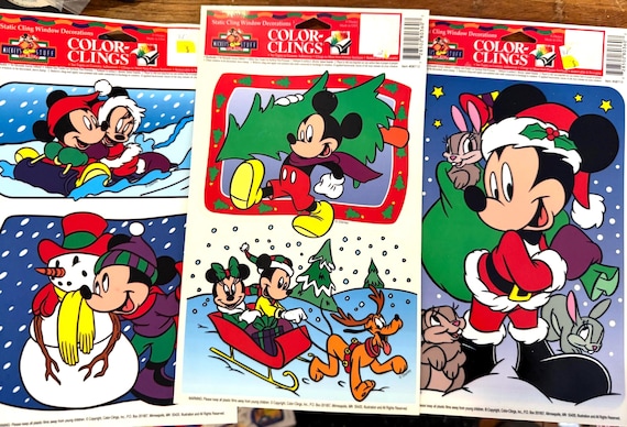 Vintage 1990s Mickey Mouse Christmas Window Clings, Disney, Your