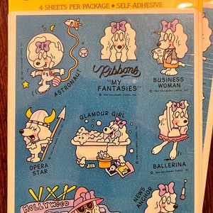 Vintage 1984 Ribbons “My Fantasy” Collectible Stickers. One sheet. In great shape. Retro Hallmark