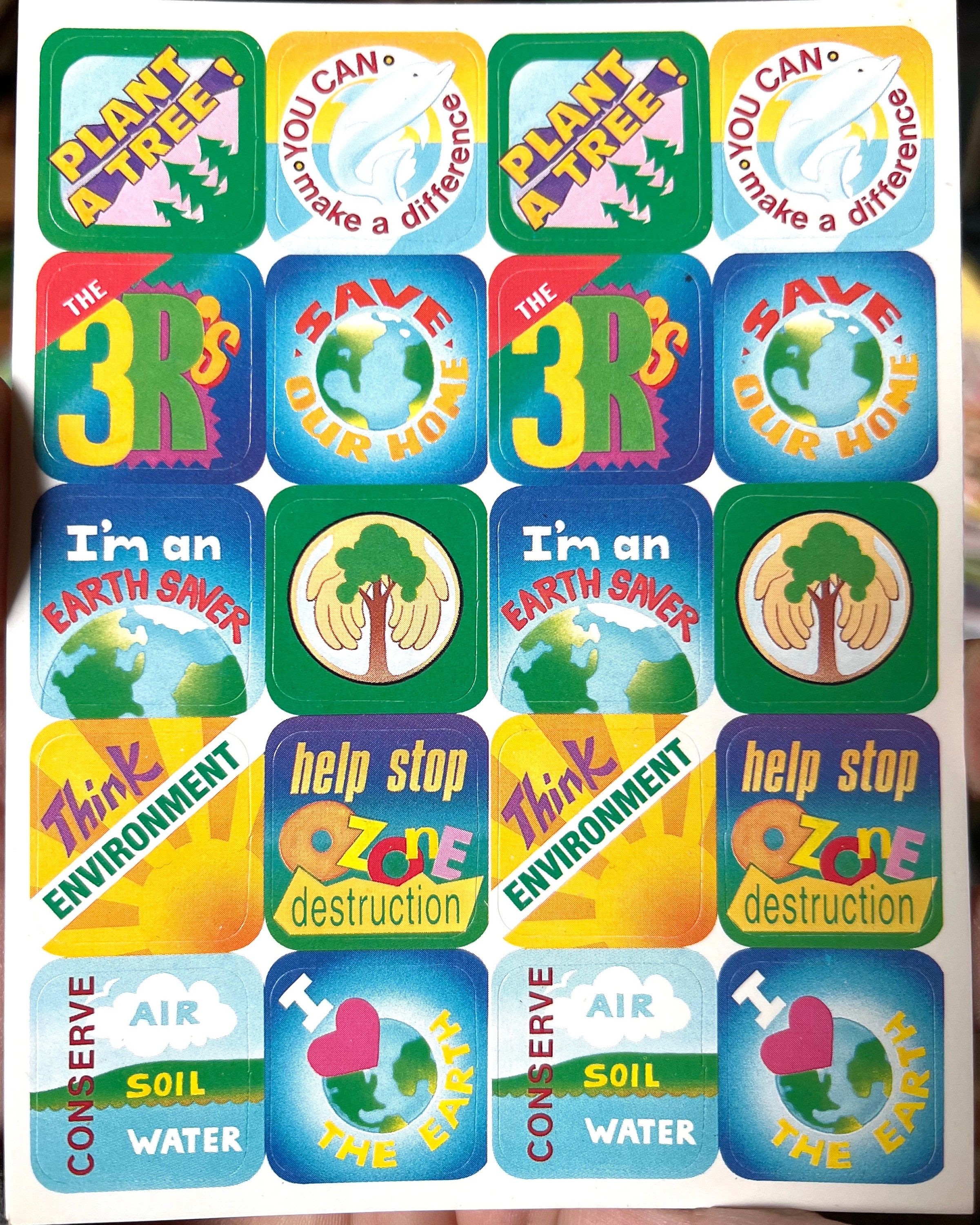 Vintage Reduce Reuse Recycle Sticker Sheets. Environmental ...