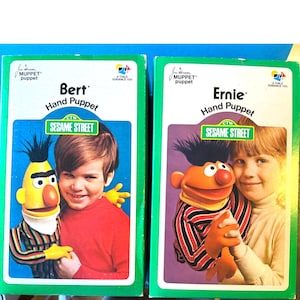 Vintage 1973 Sesame Street Bert and Ernie Puppet, Muppets, Jim Henson, in Box