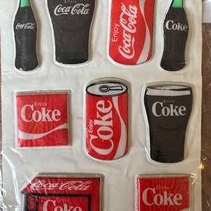 Vintage 1980s Puffy Coca Cola Coke Stickers. Take your pick of one sticker.