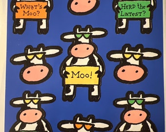 Vintage Cow Sticker Sheets. Hallmark . 1 sheet.