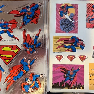 Vintage 1990s Superman Sticker Sheets, DC comics Hallmark; Choose One or the Other or Both!