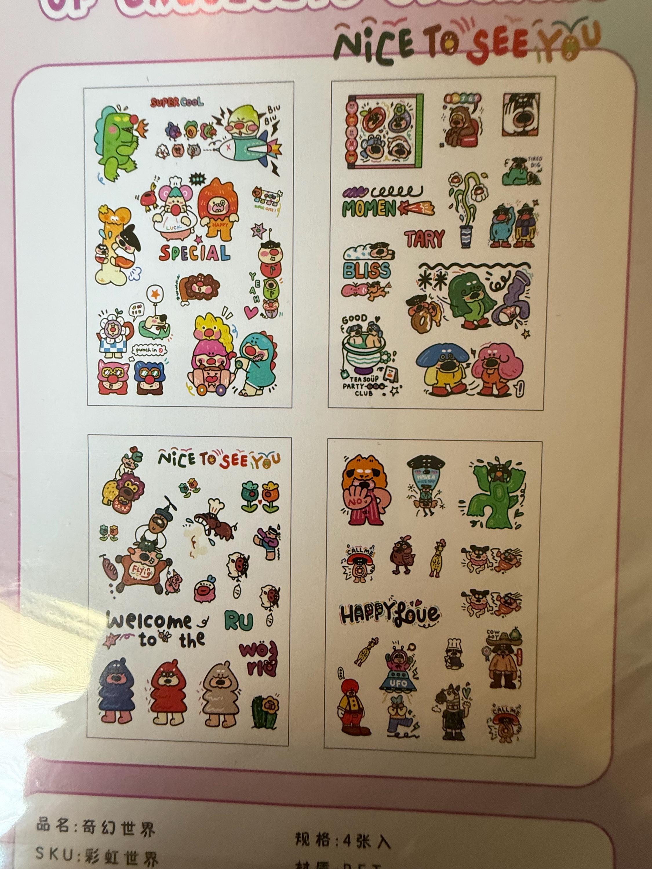Colorful Cartoons Sticker Pack (4 Sheets); Your Choice - Etsy