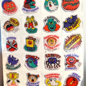 Vintage 1976 Puffy Halloween Stickers, Your Choice, Witch, Costumes, Pumpkin, Bats. One sticker