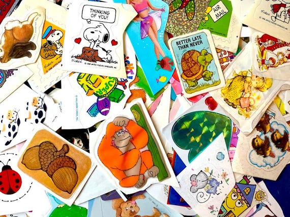 Vintage Sticker Club, Grab Bag Lot of 70s, 80s, 90s, 15 Stickers! free shipping