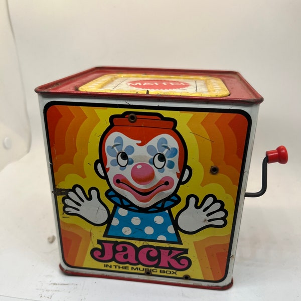 Vintage 1971 Jack in the Box, Mattel, Clown, Works!